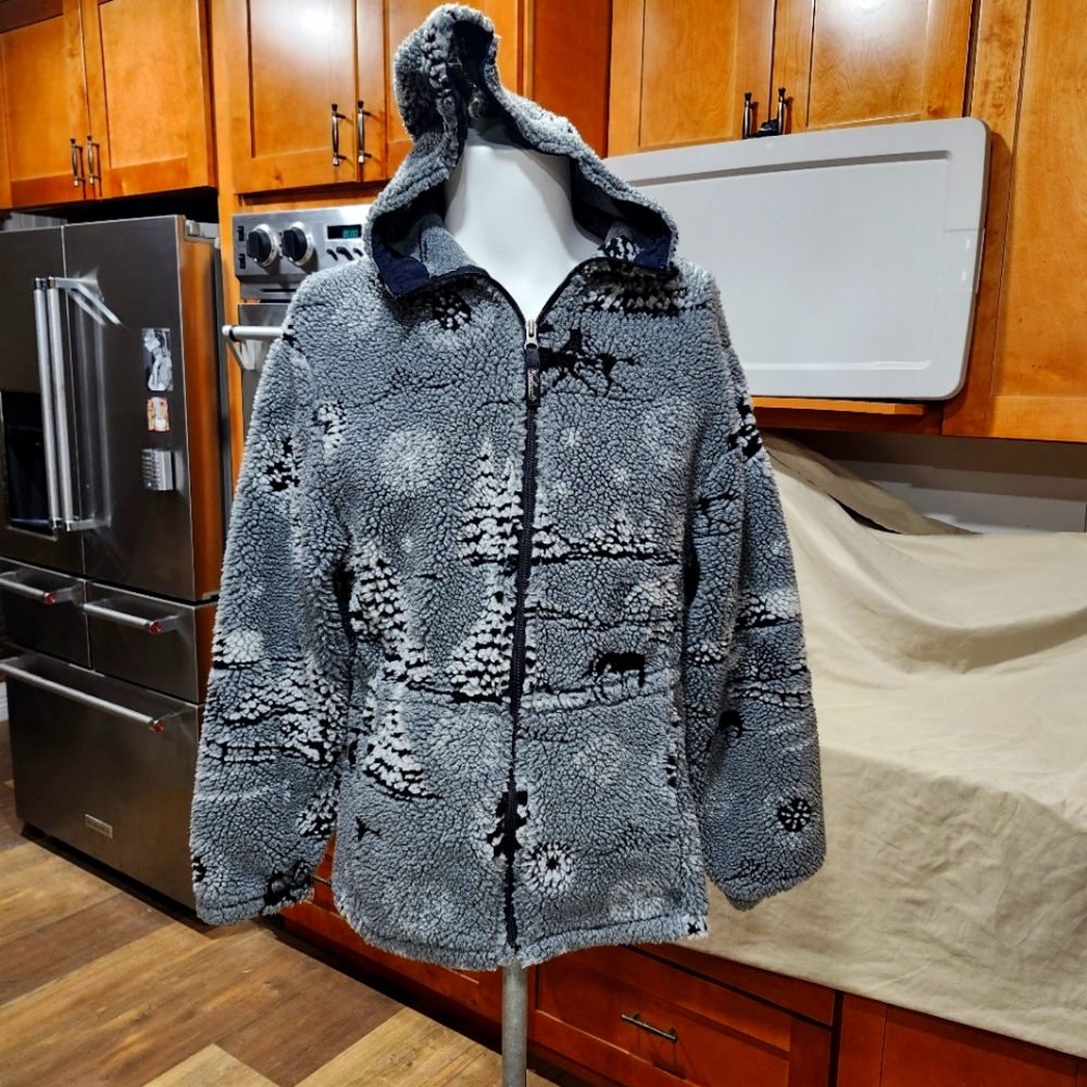 WOOLRICH 90's Vintage Sherpa Fleece Hooded Womans Coat - Size M (8-10)